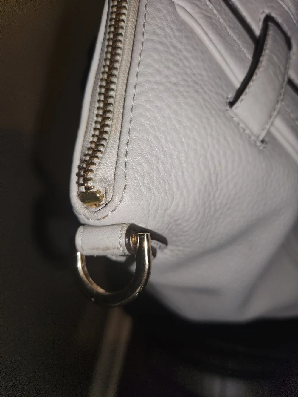 Michael Kors White Pebbled Leather Satchel with Gold Hardware